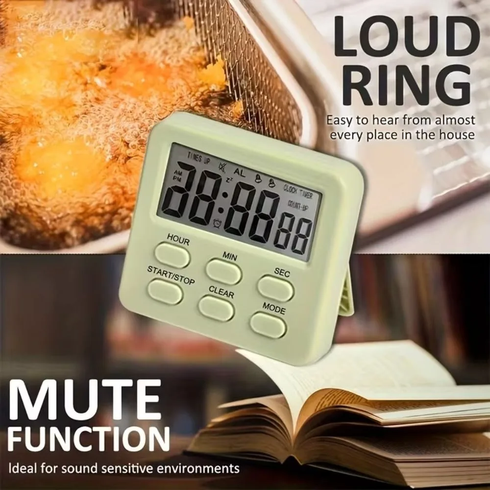 Hanging Hole Dual-Mode Digital Timer Magnetic Back Compact Kitchen Timer Durable Large LCD Display Countdown Timer Cooking