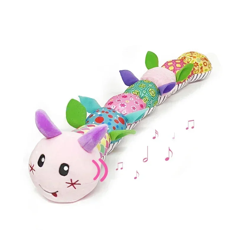 Chocalho do bebê musical lagarta worm macio infantil brinquedos de pelúcia educacional interativo brinquedo sensorial para bebês recém-nascidos presente da criança