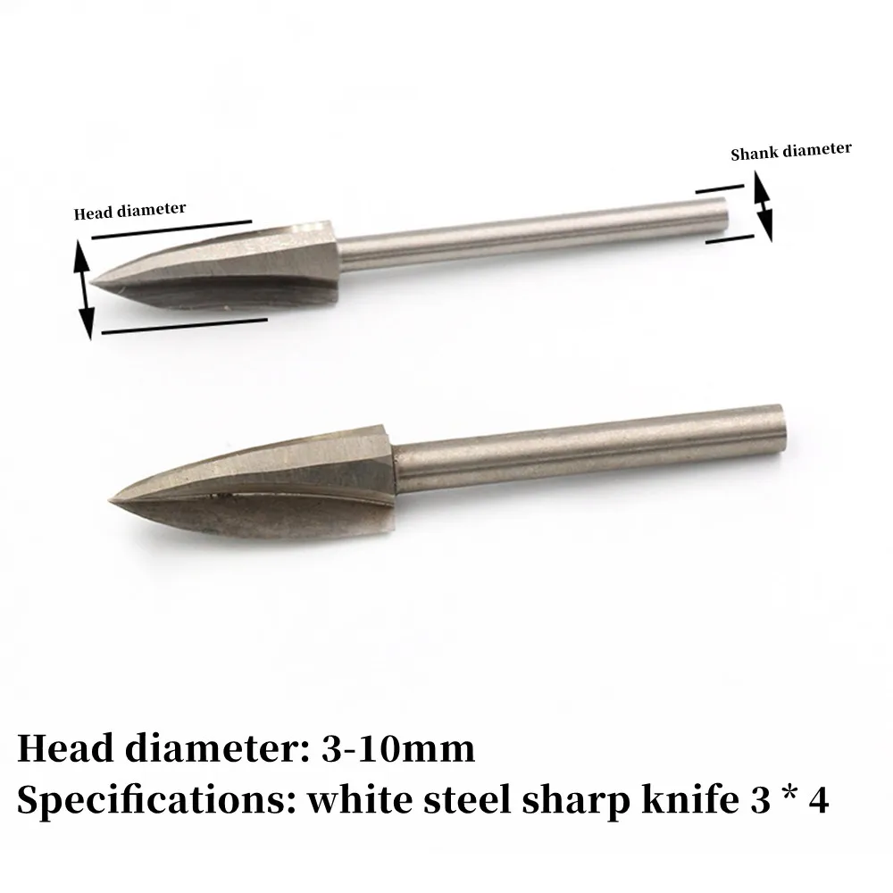 

1PCS 2.35MM 3.0MM 4.0MM 6.0MM White Steel Wood Carving Sharp Knife Woodworking Electric Grinding Head Milling Cutter Sword Blade