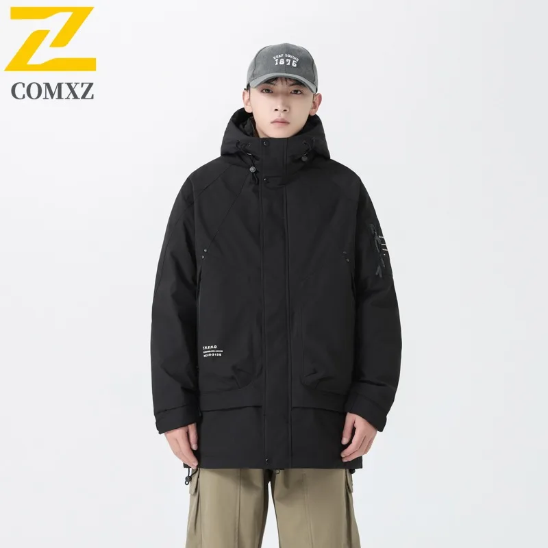 COMXZ Men Puffer Jacket Wear Resistant High Quality Waterproof Skiing Padded Jacket Mountaineering Cold-Resistant Winter Jacket