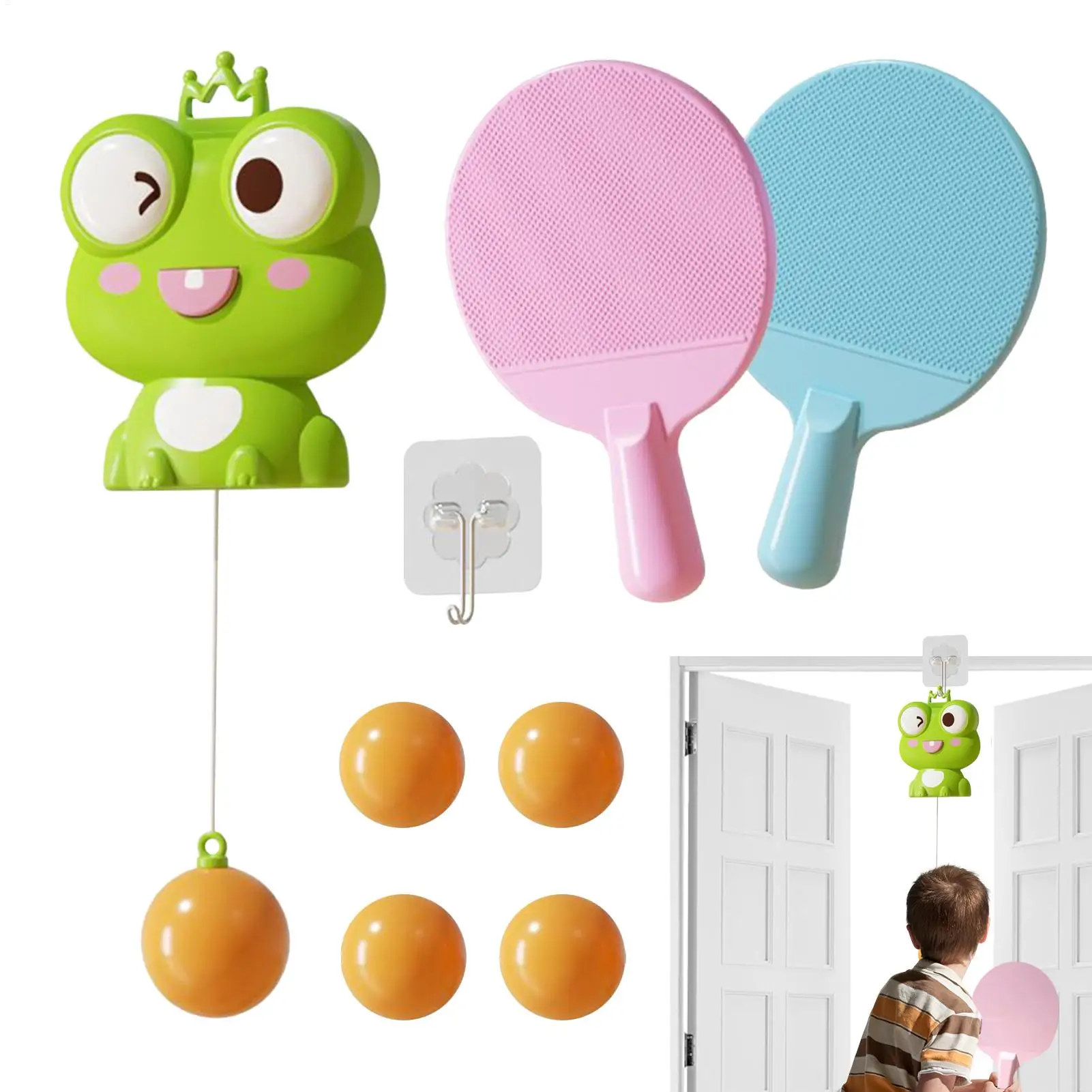 

Тренировочная игра по настольному теннису, подвесная дверь, игра в понг с ракеткой и мячами, регулируемый тренажер для настольного тенниса для тренировок