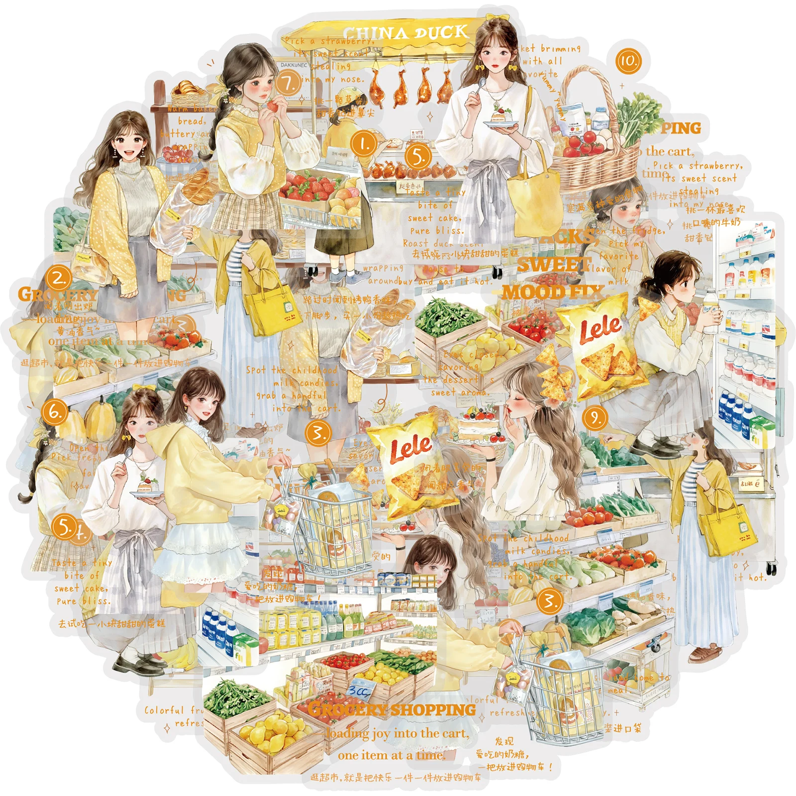 

Набор наклеек Etori Life Healing Series, 15 шт., для ежедневного использования, свежие и девчачьи, для украшения дневников, подходят для ноутбуков, чемоданов, скейтбордов, велосипедов, гитар, фотоальбомов, аксессуаров для офисного декора, украшения комнат