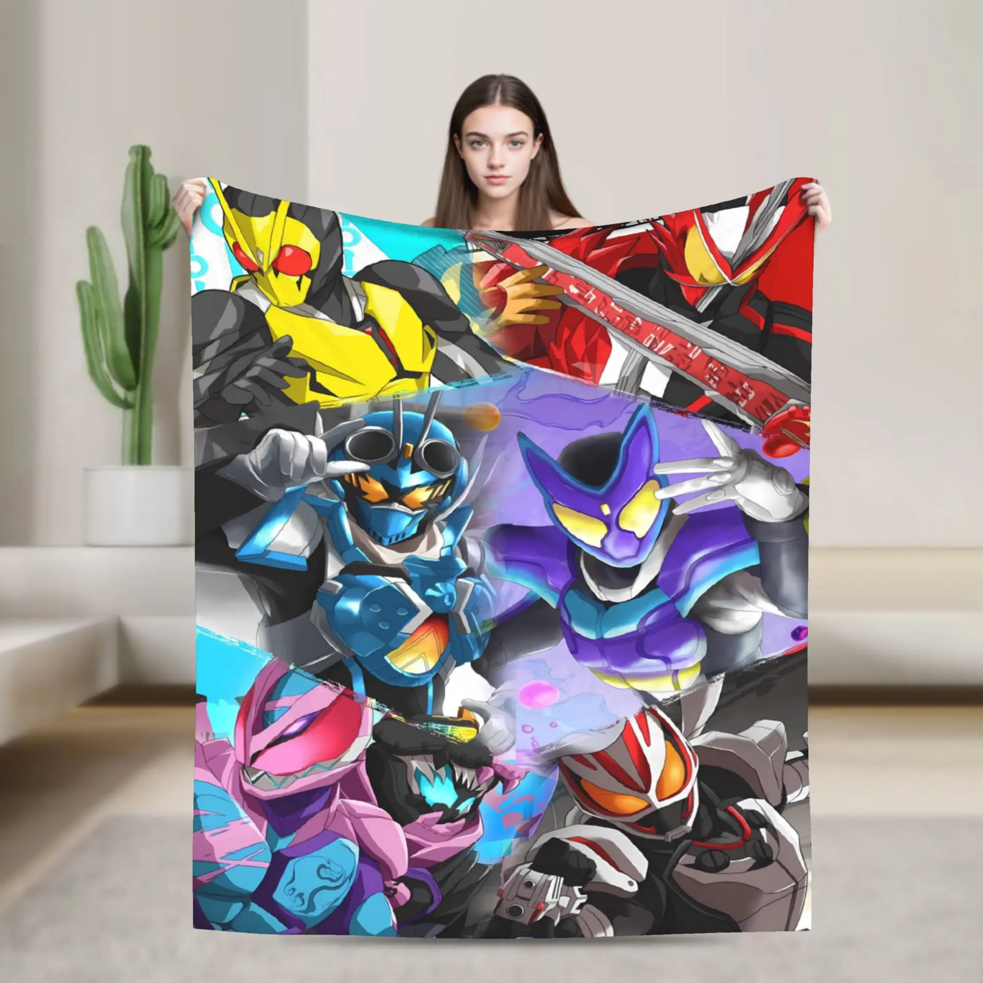 Multi-Character Chaos Kamen Rider Blanket  Warm Soft Novelty Plush Throw Blanket For Living Room Flannel Bedspread Bed Cover