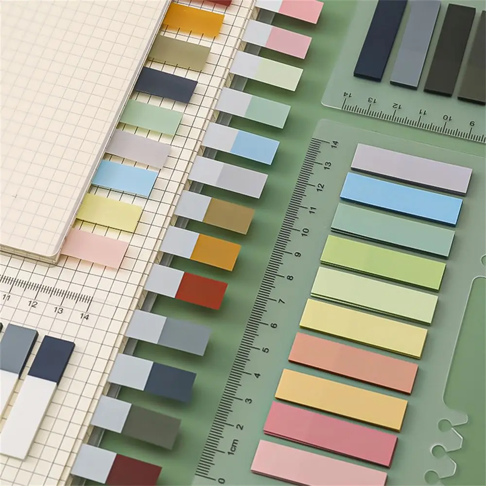 自己粘着N回使用可能インデックスステッカーマーカー紙オフィス学校用品ラベルノートカラフル付箋フラグタブメモ帳