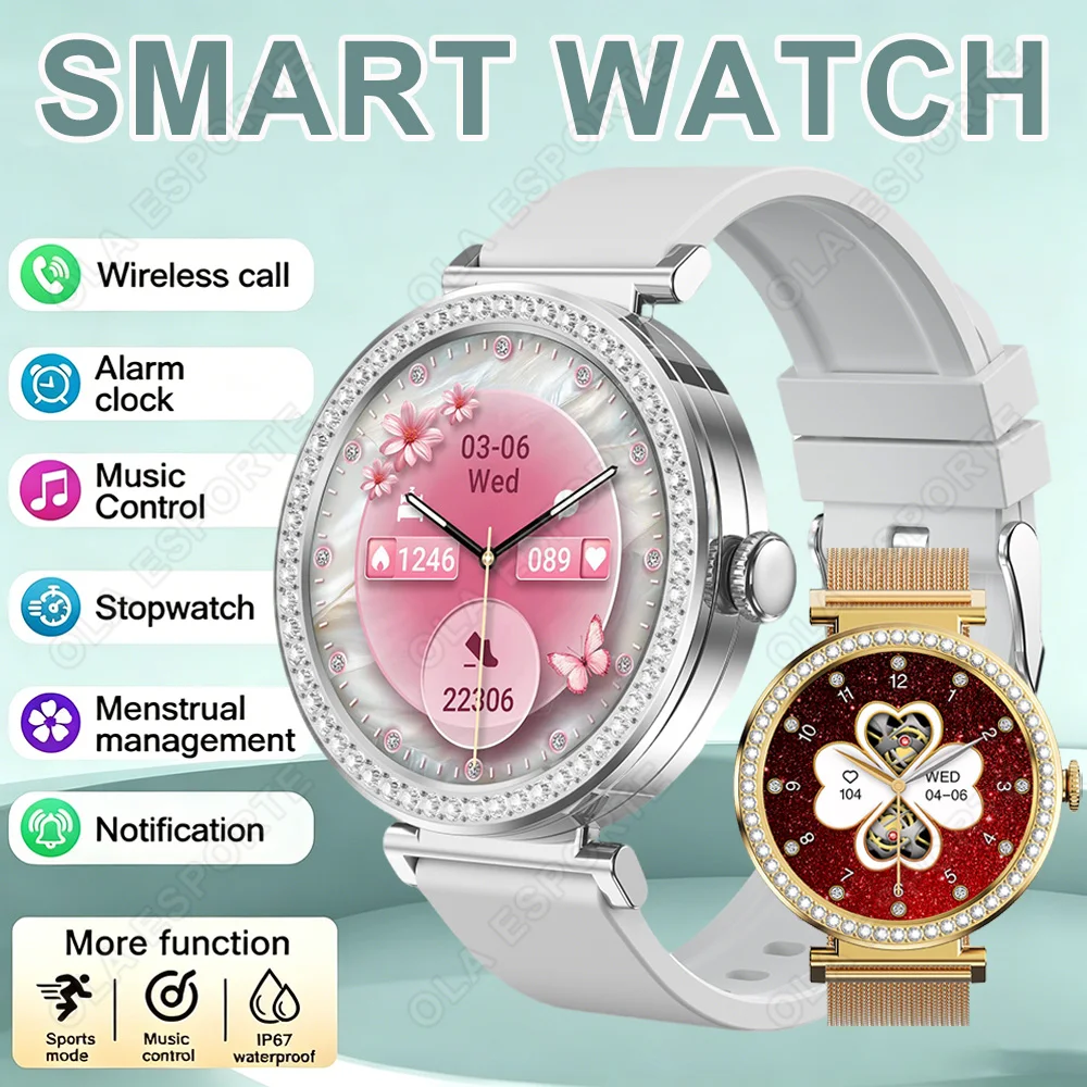2026 Neue Damen Smartwatches 360*360 HD-Bildschirm Sportarmband Anpassbares Zifferblatt Herzfrequenz Sprachanruf Smartwatch für Android iOS HW12