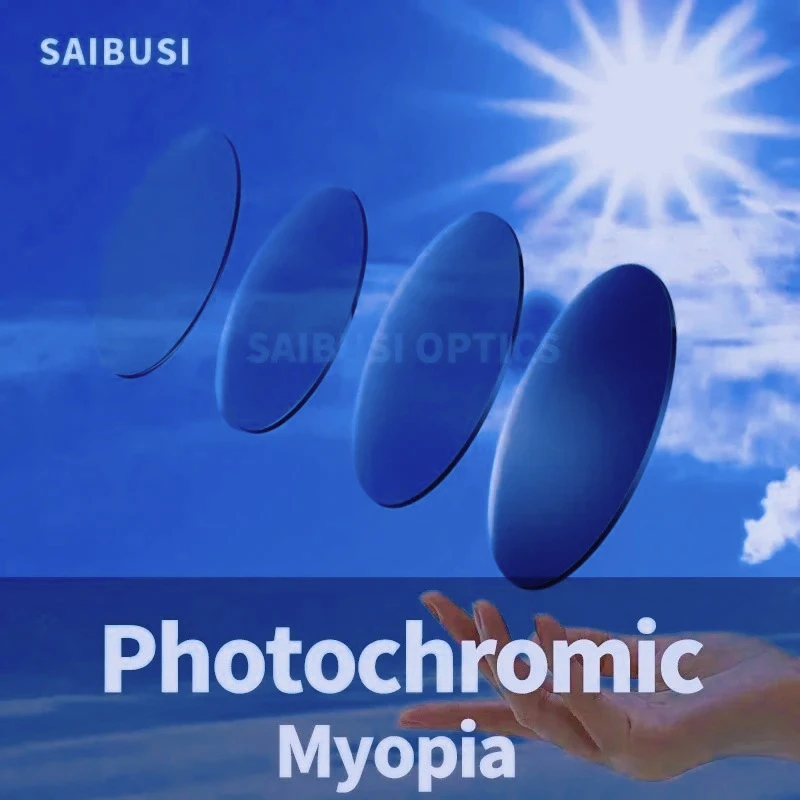 1.56 1.61 Aspheric Prescription Photochromic Lenses Sunglass Lens Single Vision Outdoor Chameleon Gray Brown Myopia Astigmatism
