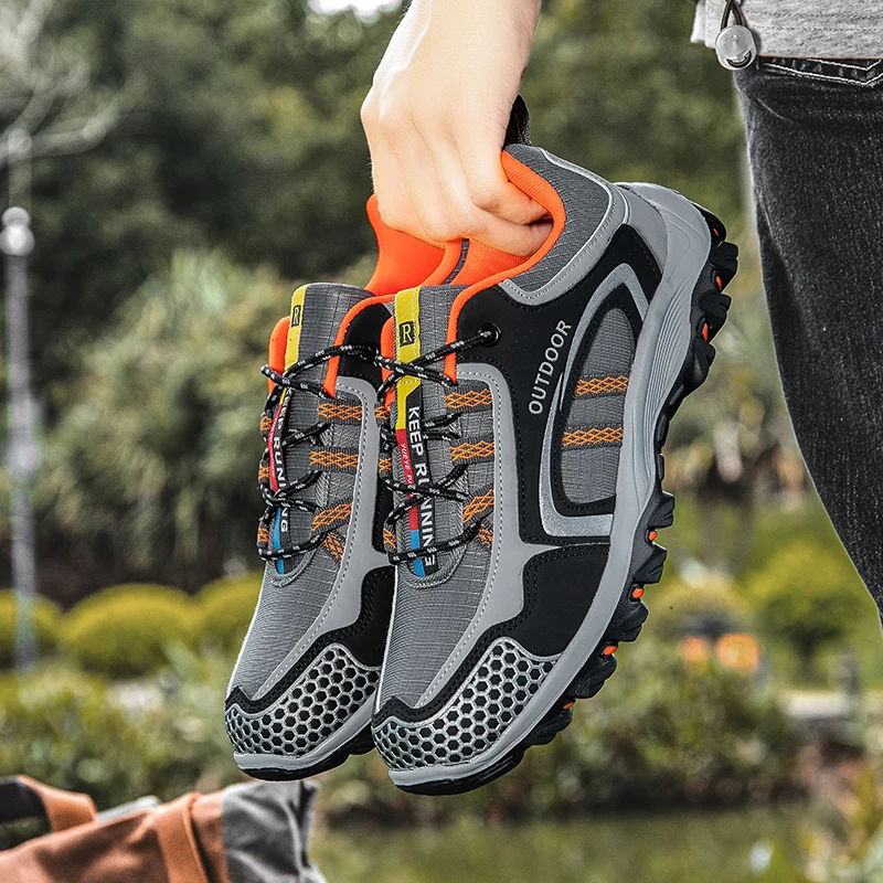 

Уличная походная обувь, мужская противоскользящая уличная спортивная обувь с низким берцем, мужские удобные мягкие дышащие повседневные кроссовки на шнуровке