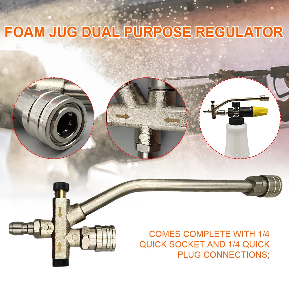 

Dual Valve Pressure Washer Attachment 1/4 Quick Connect Foam Cannon Dual Spray Gun Foam Gun Dual Valve for High Pressure Washer