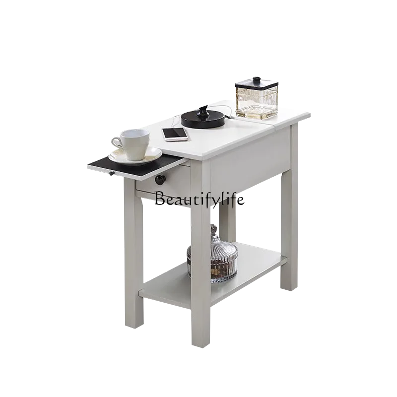 

American Style Solid Wood Side Table Living Room Sofa Small Side Cabinet Home Bedside Table