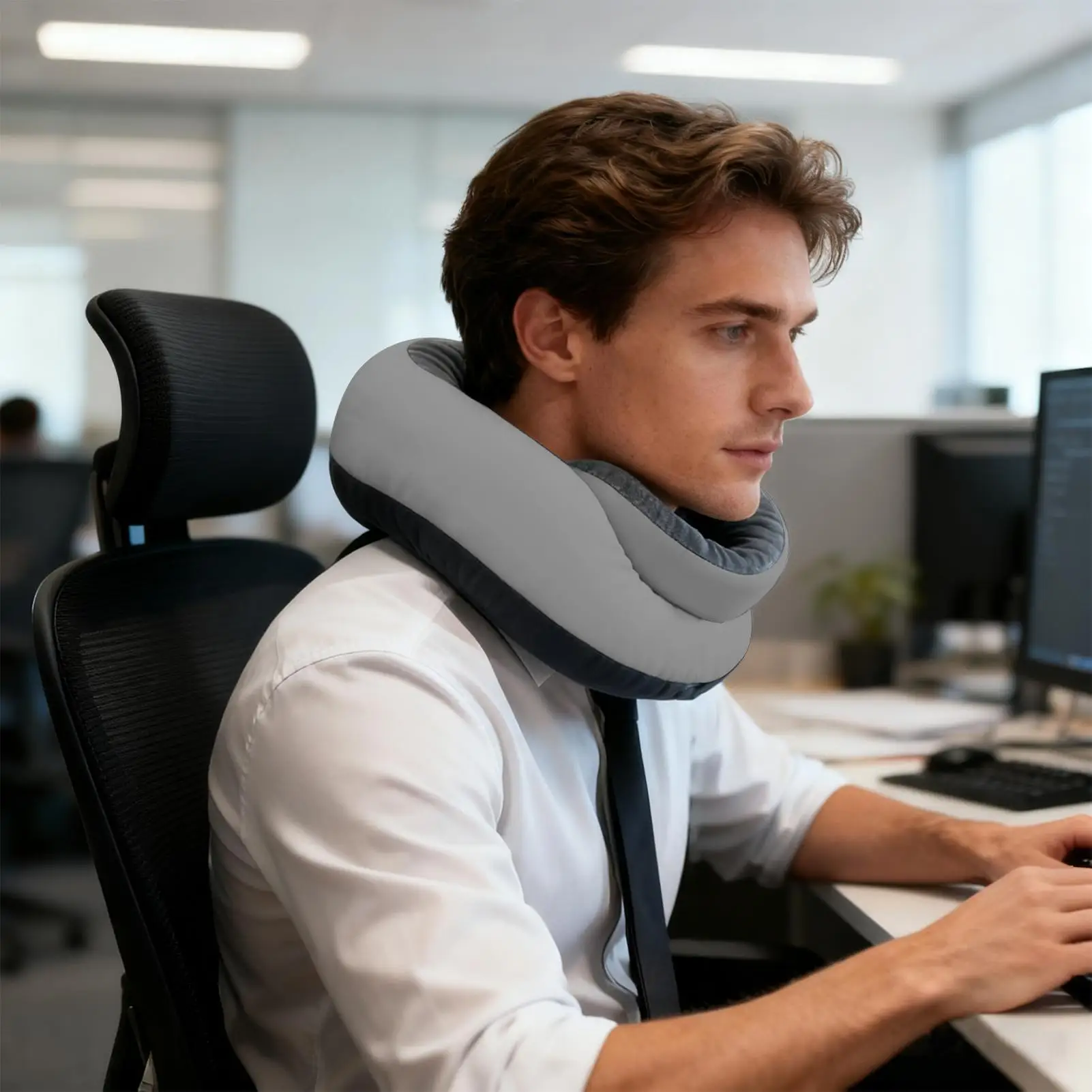 Neck Pillow For Travel Adjustable Spiral Wrapping Cushion Headrest Washable Travel Pillows For Airplanes For Home Office Car