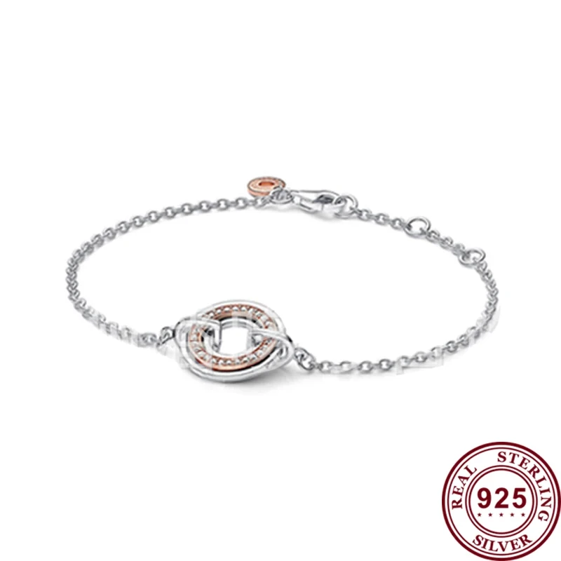 2023 Nieuwe 925 Zilveren Originele Dames Creatieve Gouden Kralen Love Heart Logo Cirkel Armband Dames Festival Hoge Kwaliteit Cadeau