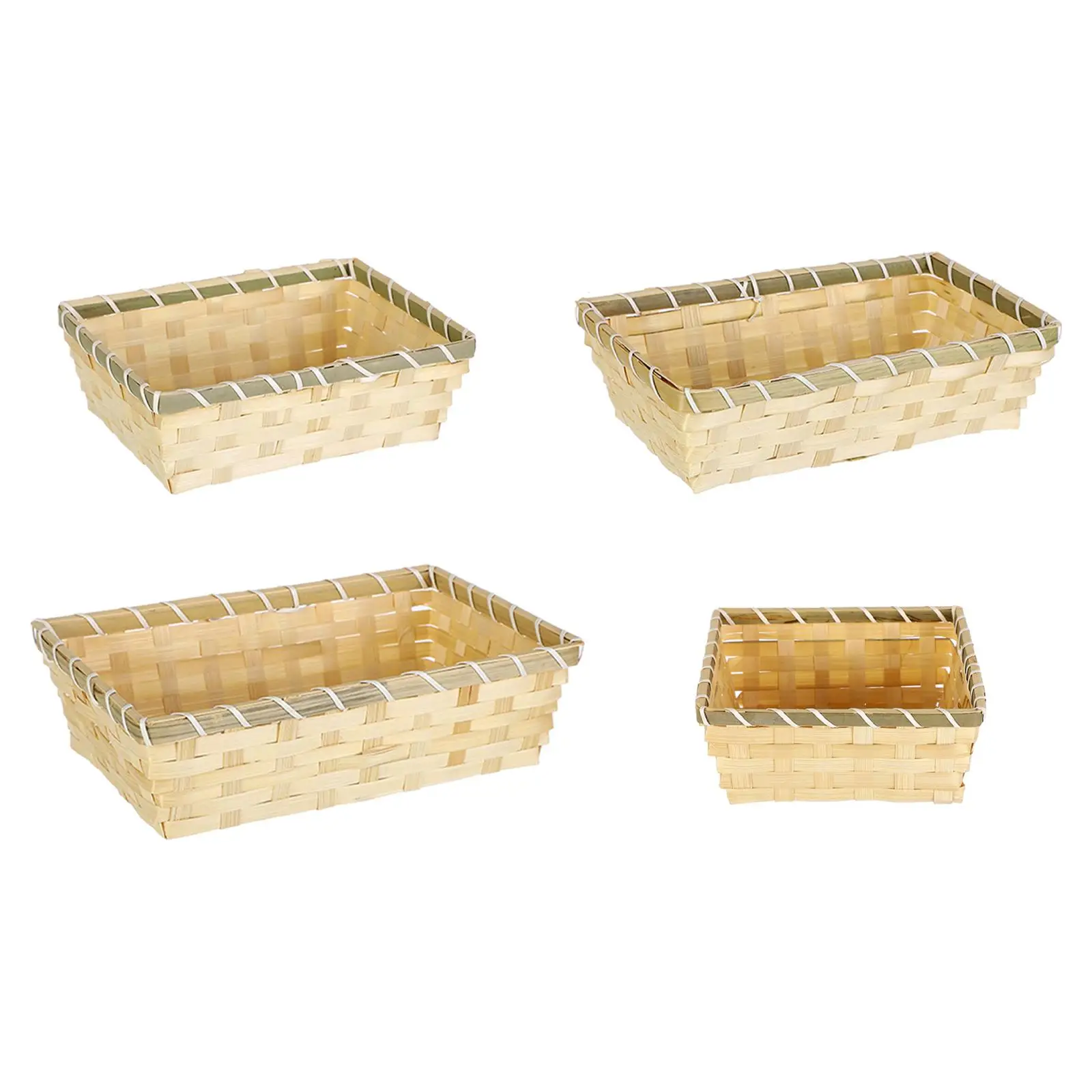 Multifunctional Woven Bamboo Storage Bin Snacks Toy Storage Basket Egg Storage Basket Handmade Pallet For Office Kitchen Sundry