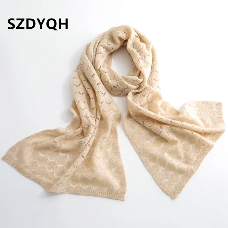 

New Arrival Autumn Winter 100% Pure Cashmere Knitted Women Scarf Solid Color Poncho Warm Fashion Capes Lady High Quality Scarves