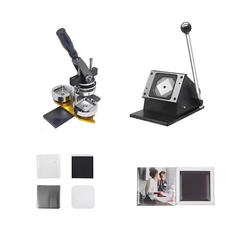 2026 Hot！ Button Machine 50X50 Photo Refrigerator Magnet Making Machine New Type Metal Button Square Magnet Production