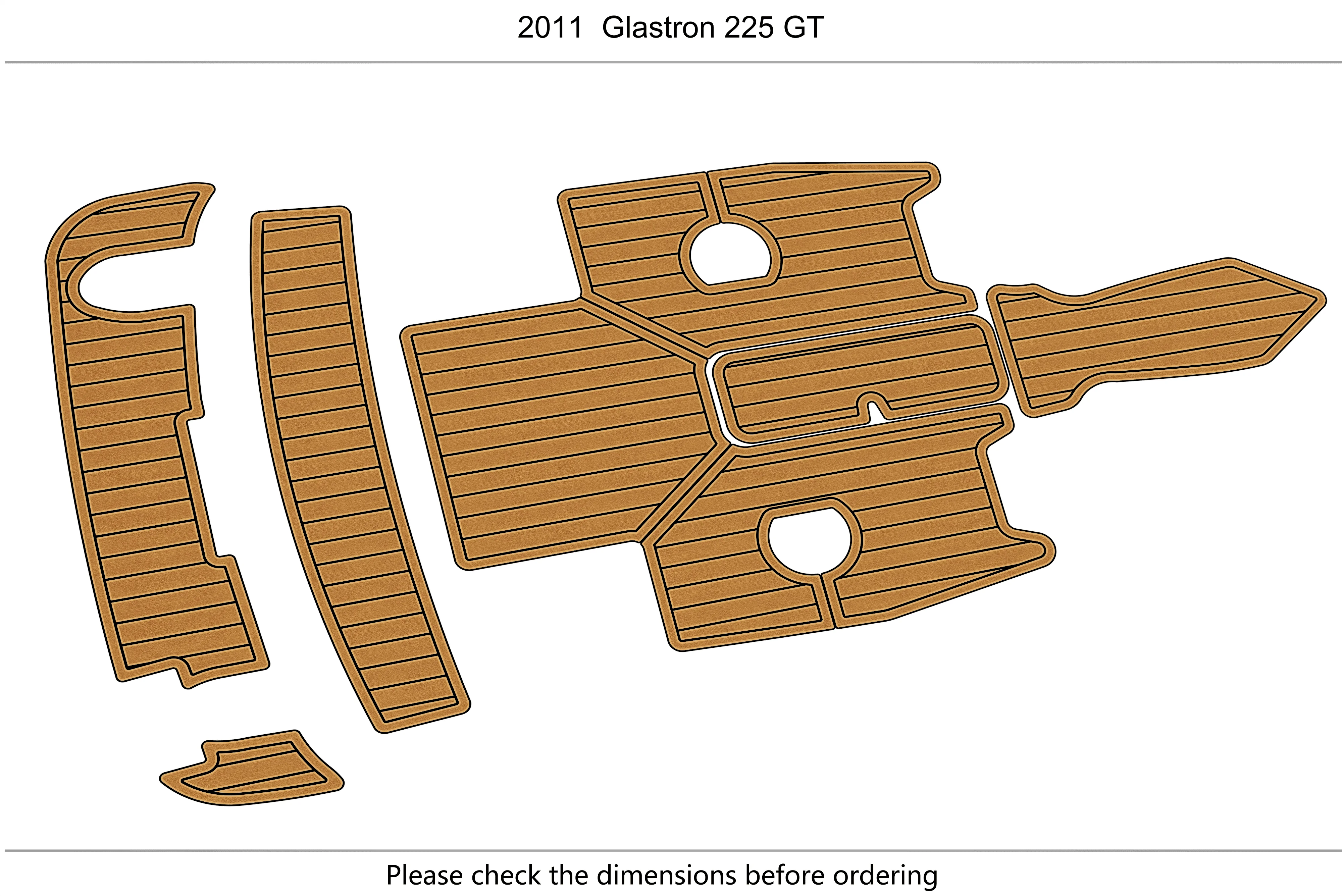 Marine Faux Teak EVA Non-Slip Mat-2011  Glastron 225 GT Self-Adhesive 1/4