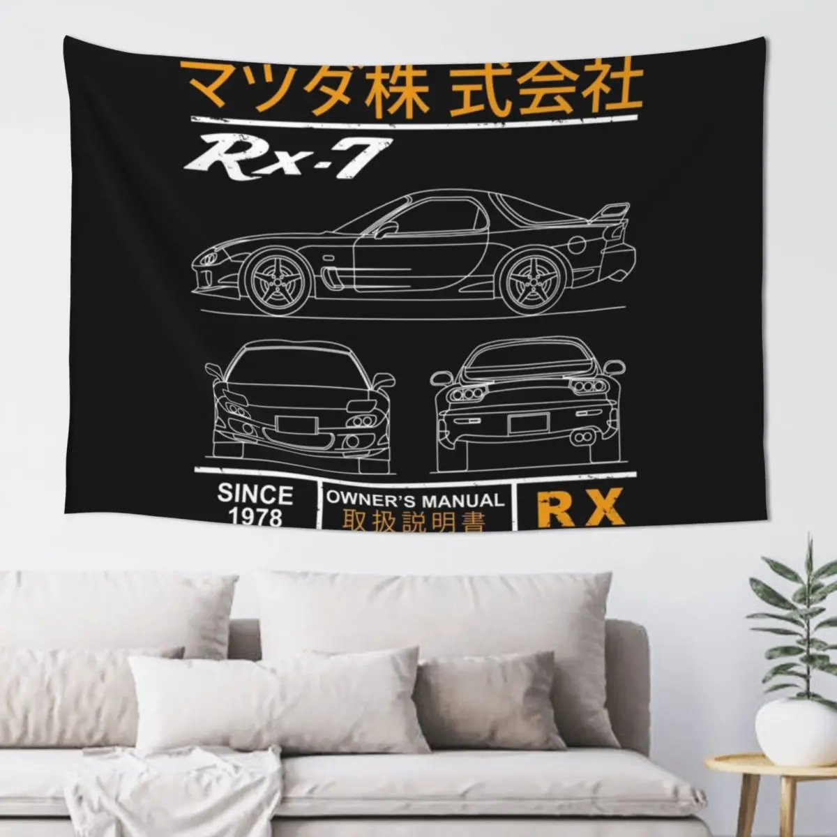 

Blueprint of the RX7 Tapestry Things To The Room Home Decorating Tapestry