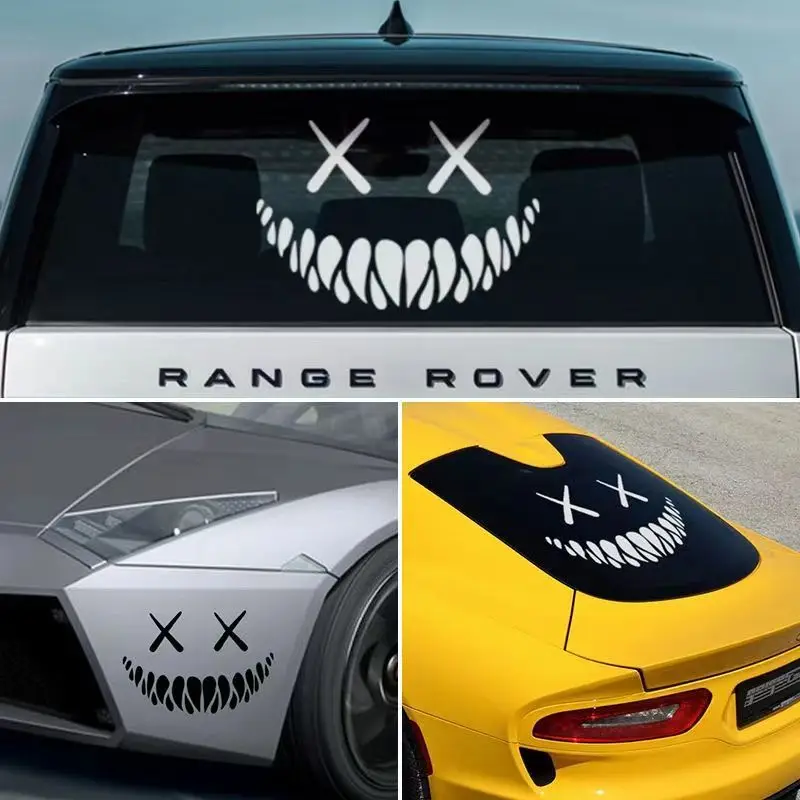 

Demonic Smile Creative Car Sticker - Body, Door & Rear Window Decor, Reflective Waterproof Scratch Cover