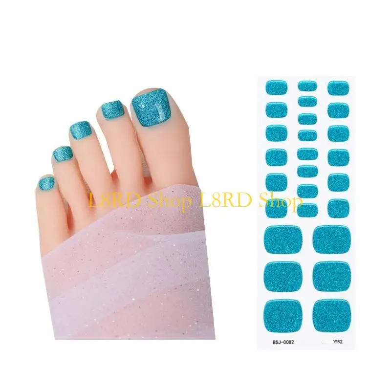 L8RD Solid Color Toenail Polish Strips Toenail Stickers Full Wraps Semi Cured Gel Toenail Strips DIY Toe Wraps