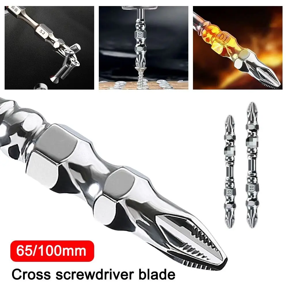 65/100mm Cross Bit Non-slip Anti-rust Cross Screwdriver Bit S2 High Hardness Magnetic Hand Drill Bit