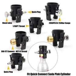 Quick Connect Soda Pink CO2 Tank Cylinder (Terra DUO Art) Refill Adapter On/Off Adaptor With Bleed Valve Gauge DIN477