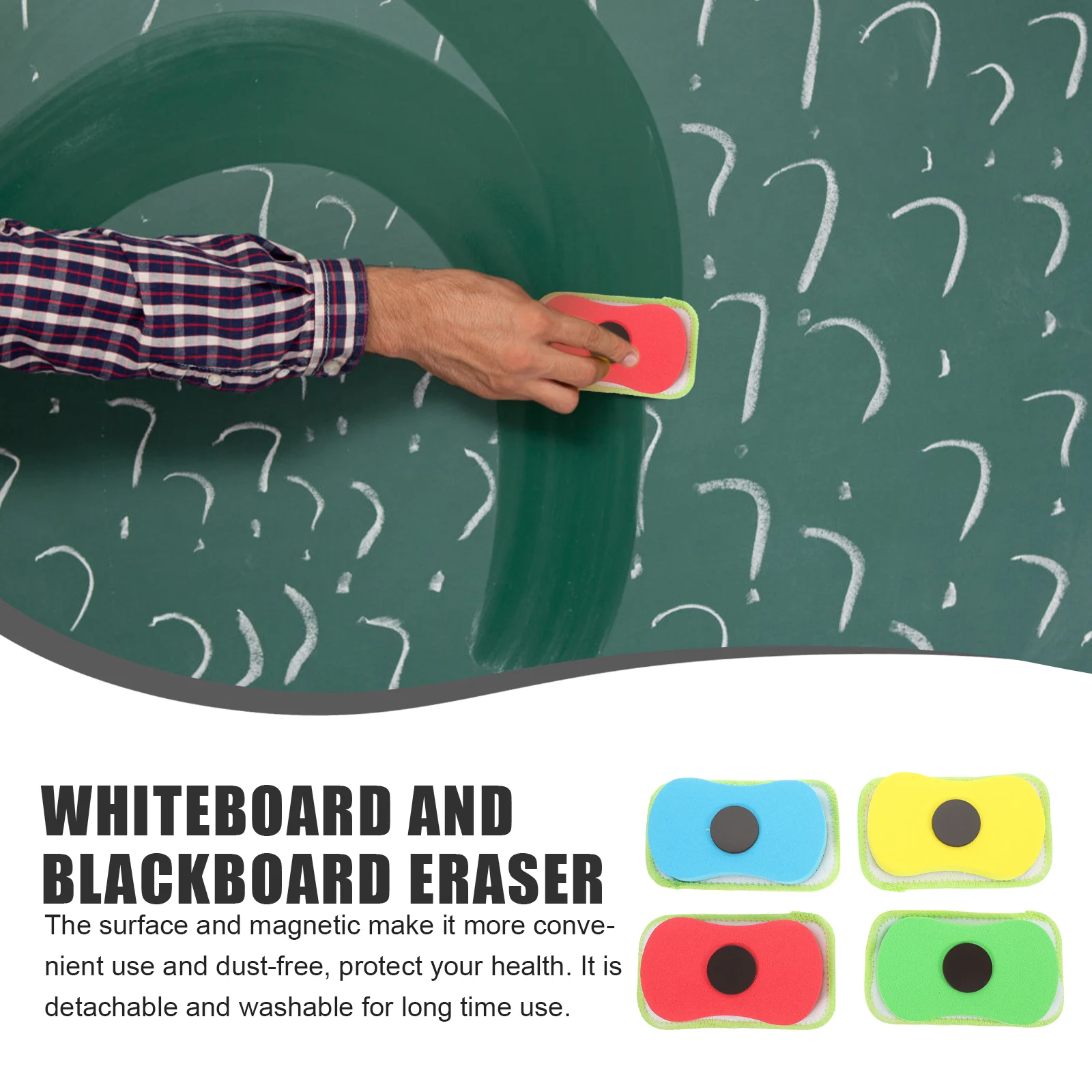 

10pcs Magnetic Whiteboard Eraser Dust free Chalk Wiper School Supplies Lightweight Premium Material Detachable Washable