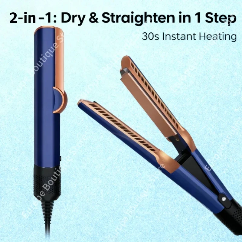 

2 IN 1 Professional Hair Styling Tool Straightener & Dryer Negative Ion Flat Iron Fast Heat Long Lasting Effect
