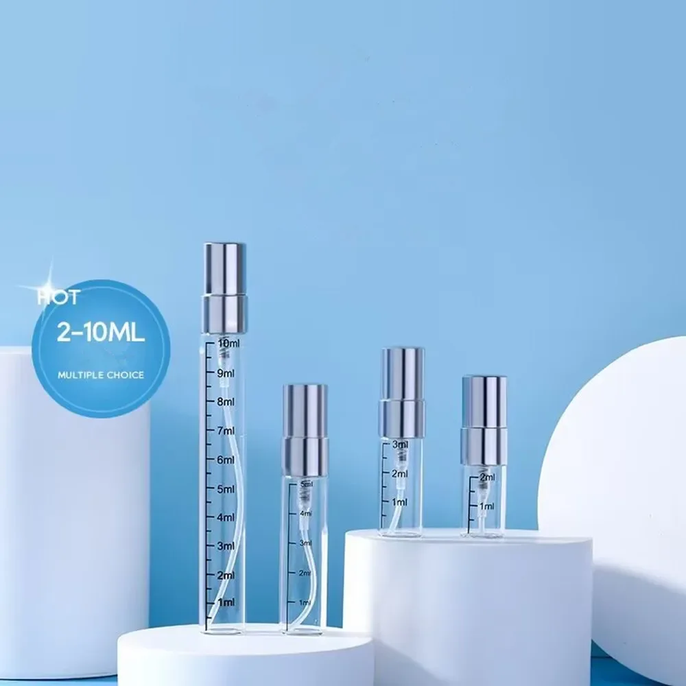 50 sztuk 100 sztuk 2ml 3ml 5ml 10ml szklana butelka z rozpylaczem do perfum pusty przezroczysty atomizer kosmetyczny wielokrotnego napełniania próbki szklane fiolki