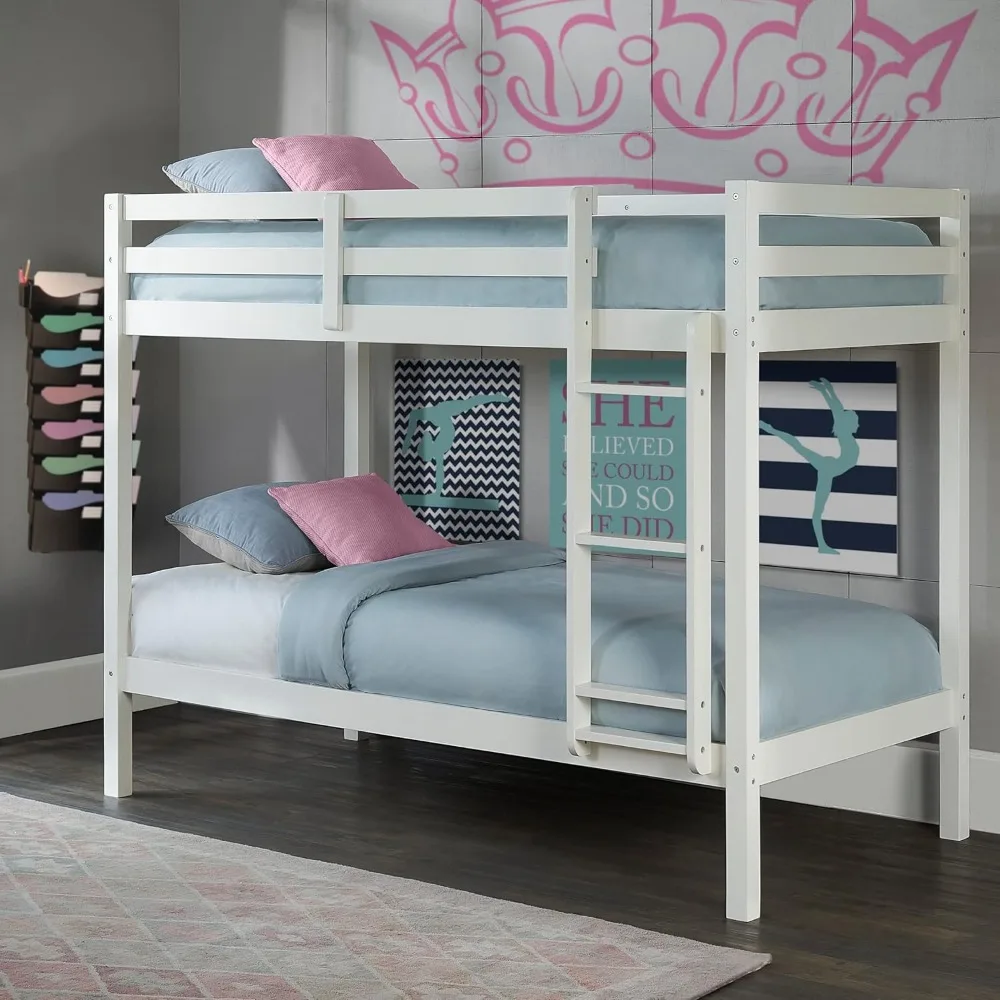 Hillsdale Kids and Teens Caspian Twin Bunk Bed, Twin/Twin, White Bunk Beds for Kids