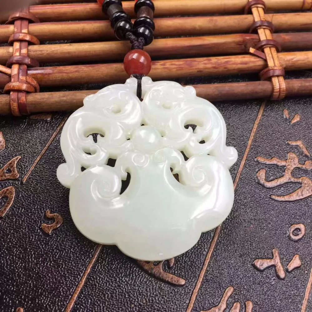 Fine Material Double Dragon Offering Treasure Peace Wishful Pendant Jewelry P0021