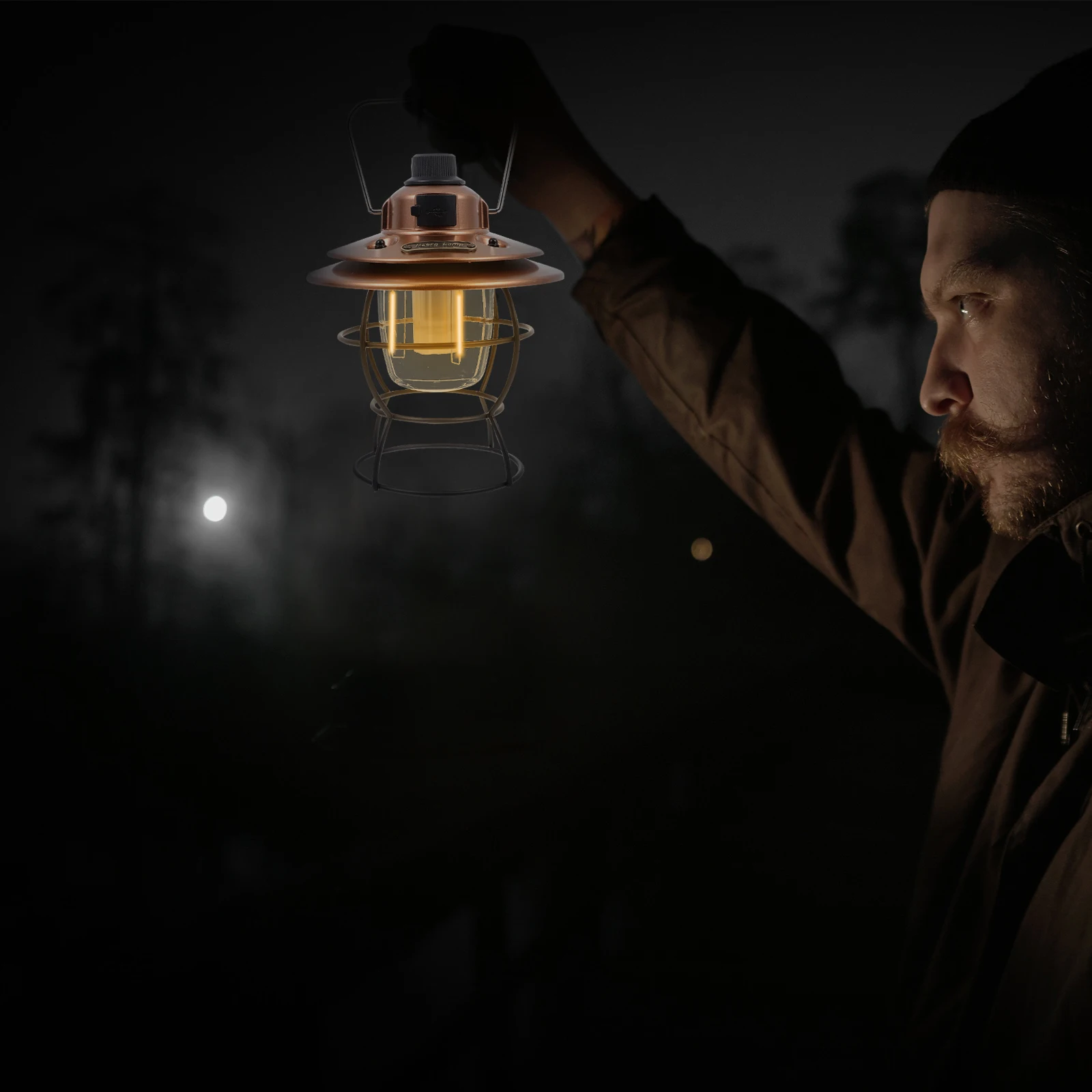 ポータブルキャンプ充電式吊りテントライトレトロ屋外緊急 LED キャンプランプランプコンパクト軽量