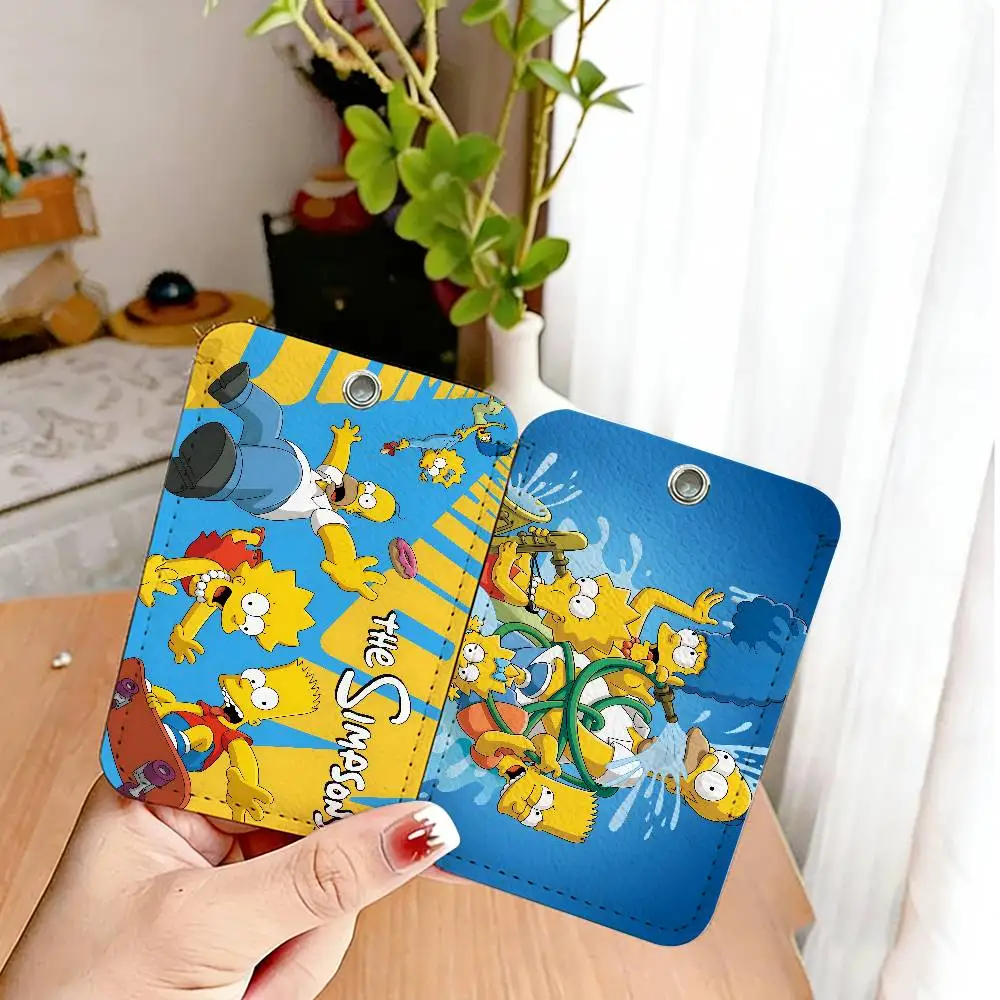Funny S-SimpsonS PU Soft Leather Rectangular Key Card Holder Induction Elevator Protection Cover Youth Faion Accory