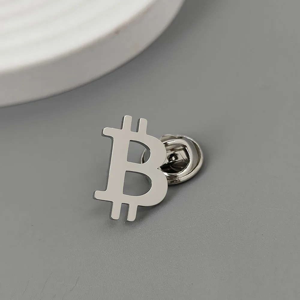 بروش مطلي بالذهب من الفولاذ المقاوم للصدأ حرف B الثروة بيتكوين، دبوس طية صدر السترة للرجال باللون الأسود، إكسسوارات البدلة، هدية الزوج #3