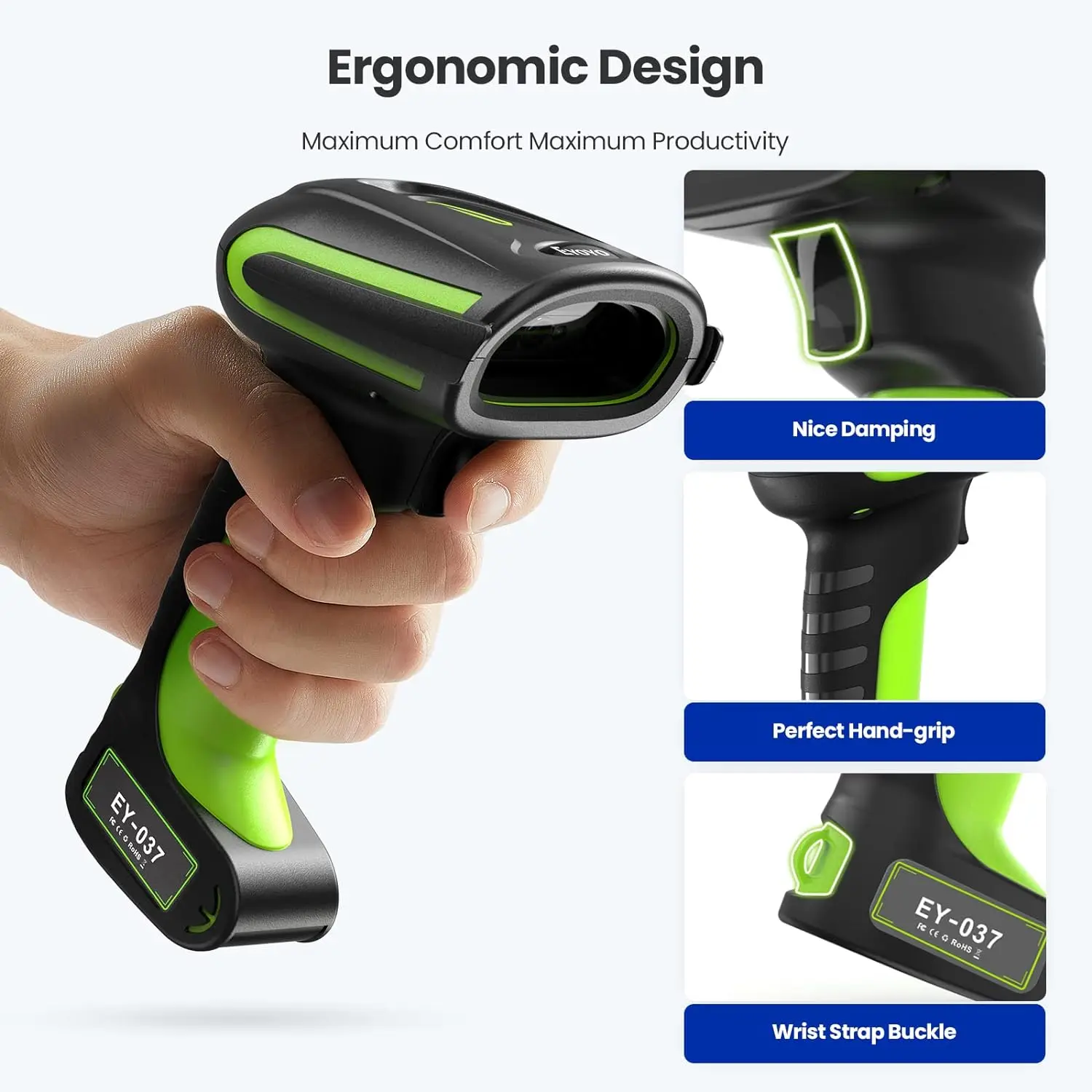 Imagem -06 - Eyoyo-barcode Scanner Industrial 2d qr Suporte de Carregamento sem Fio Scanner Bluetooth Robusto Heavy Duty Ip65 Leitor Impermeável em 1