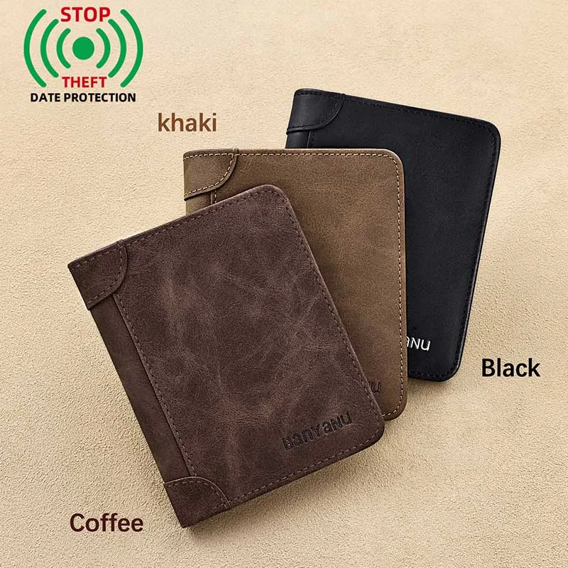 Men's Vintage Genuine Leather Short Trifold Wallet Large Capacity Multi Card Slots Driver License Holder Purse