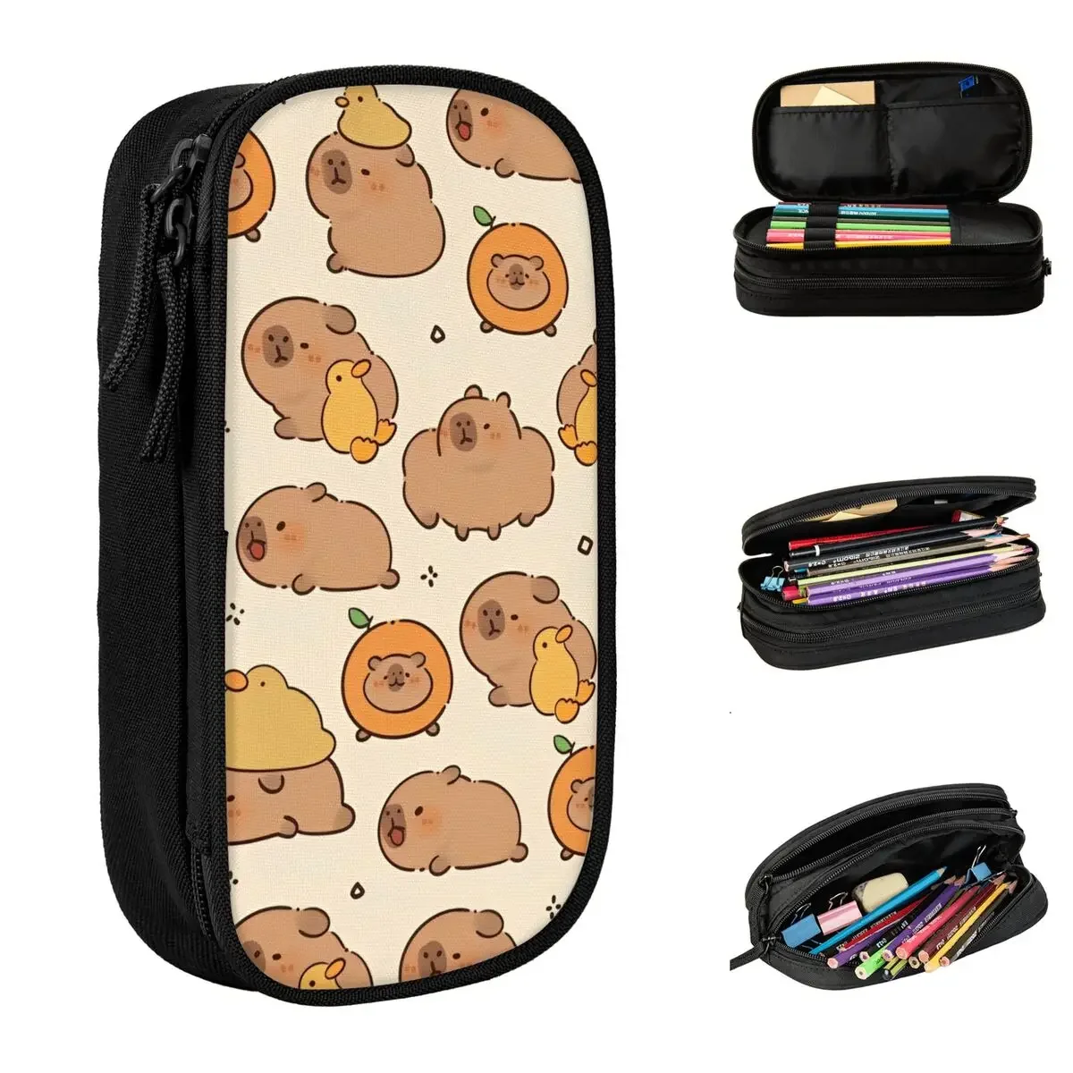 

Kawaii Capybara Cartoon Cute Pencil Case Classic Pen Holder Bag Student Large Storage Students School Gifts Pencilcases