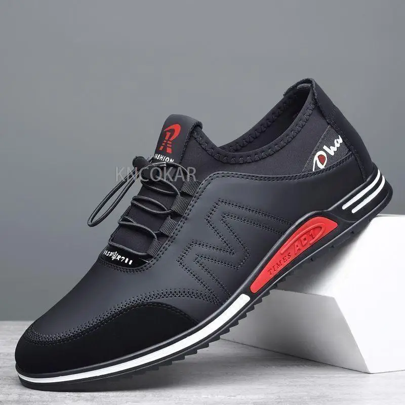 Men Leather Comfy Slip Increased Heel 6CM Footwear Mens Casual Shoes Male Office Business Dress Outdoor Sport Sneakers