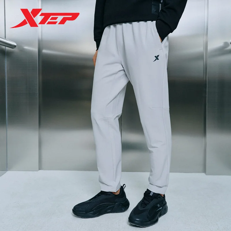 Xtep Woven Trousers For Men 2024 Spring Sweat-Absorbing Fashion Men's Sweatpants Leisure Soft Training Bottoms 876129980034