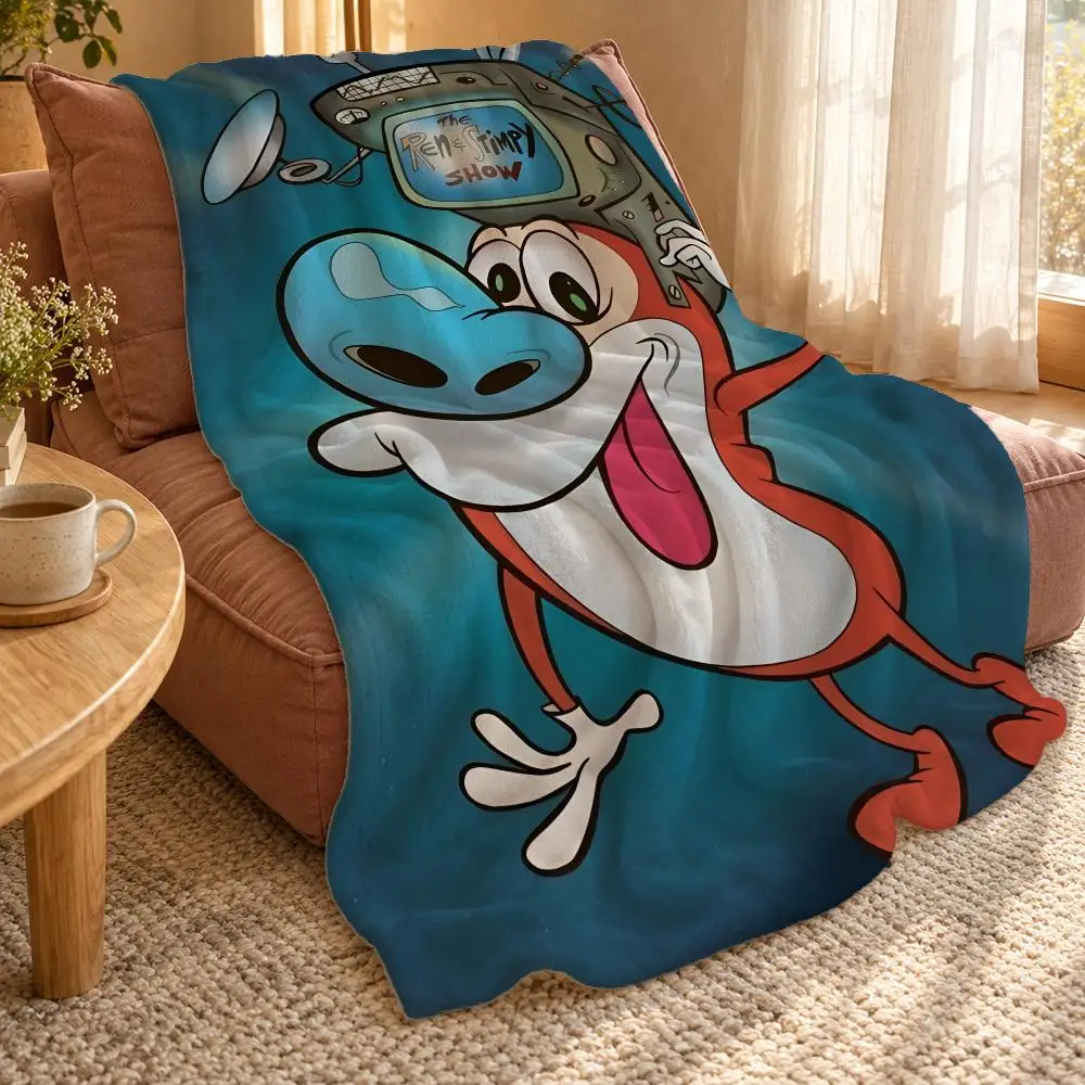 The Ren Stimpy Show Throw Double Sided Flannel Throw Blanket Soft Travel Camping Sofa Bed Home