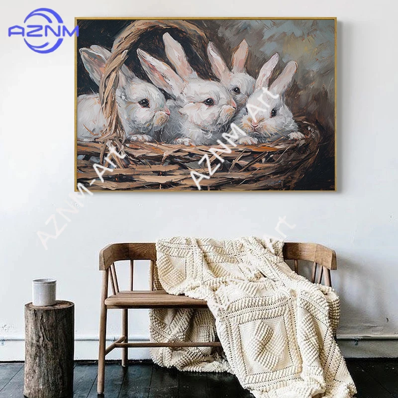 Vintage Easter Rabbit Black Cats Ginger Cat Sleep Swans Duck Owl Animal Poster Canvas Painting Print for Living Room Home Decor