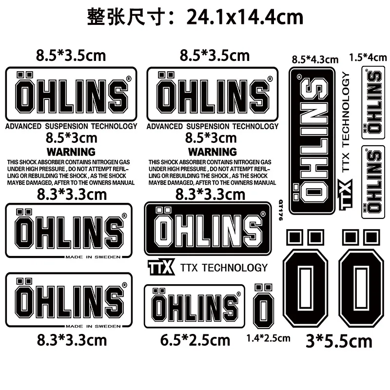 Shock Absorber Waterproof Ohlins Logo Sticker Motorcycle Shock Absorber Sunscreen Transparent Decorative Decal Universal Type