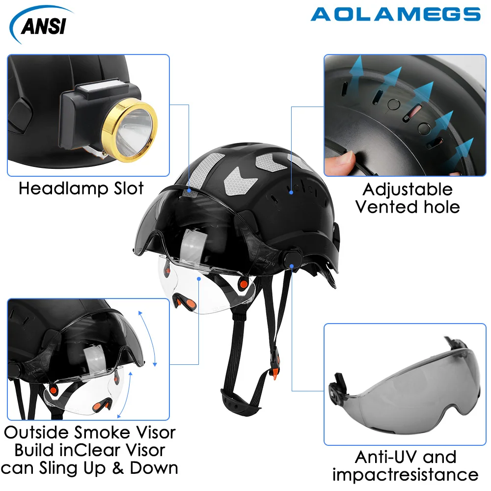 Casco protección ABS con visera y gafas integradas CE - imagen 3