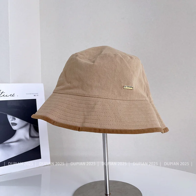 

Однотонная двусторонняя носимая рыбацкая шляпа, простая универсальная подходящая повседневная шляпа-ведро для отдыха на открытом воздухе, модная солнцезащитная шляпа-ведро