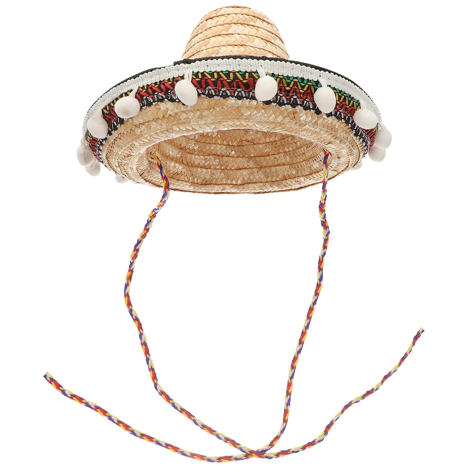 

Straw Hat Hawaiian Style Mexican Sombrero Wide Pompom Hawaiian Style Dressing Up Hat Beach Summer Vacation Cool Protection