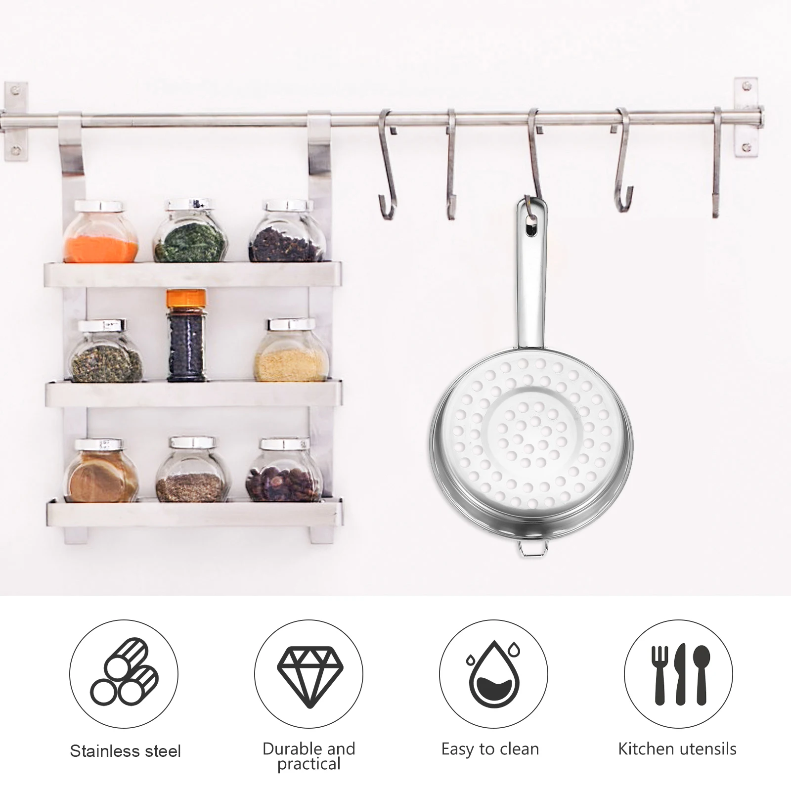 

3PCS Stainless Steel Filter Spoon Large Hole Mesh Strainer Hot Pot Cooking Tool Shrimp Fryer Ladle Kitchen Colander Handheld