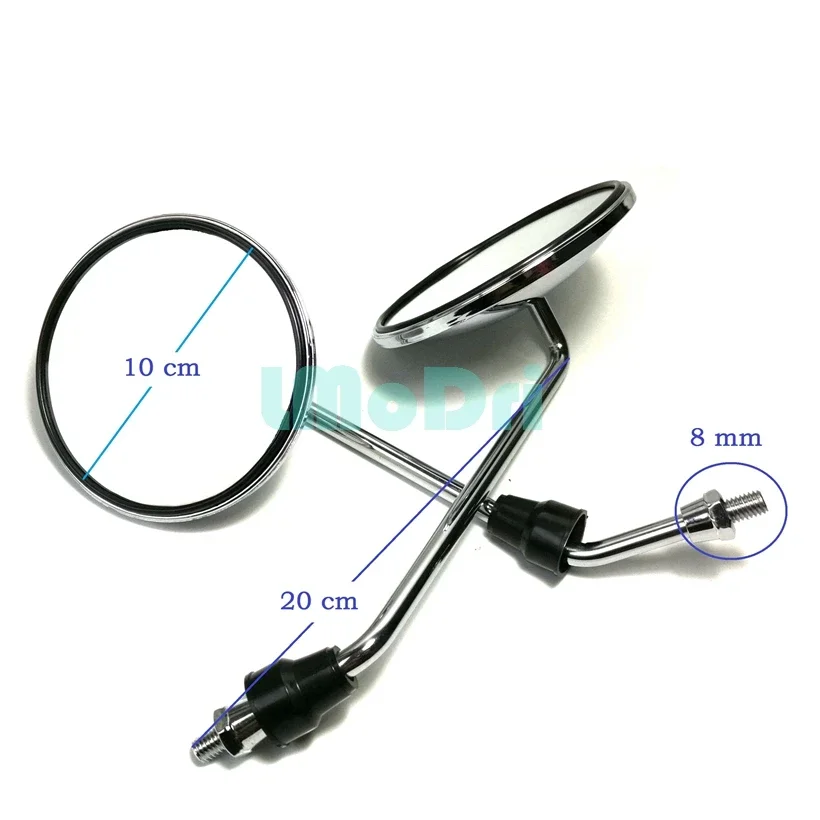 LMoDri 2 Pieces/ Pair Motorcycle Back View Mirror Electric Bicycle Rearview Mirrors Moped Side Mirror 8mm Round