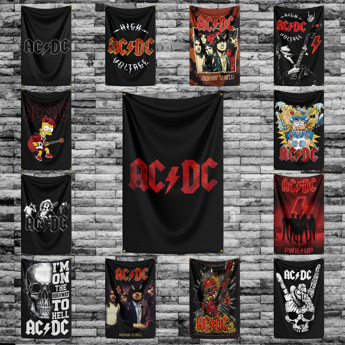 3x5 Ft AC/DC Rock Band Flag Polyester Digital Printing Banner for Garage Wall Art Out Door Decoration With Brass Grommets