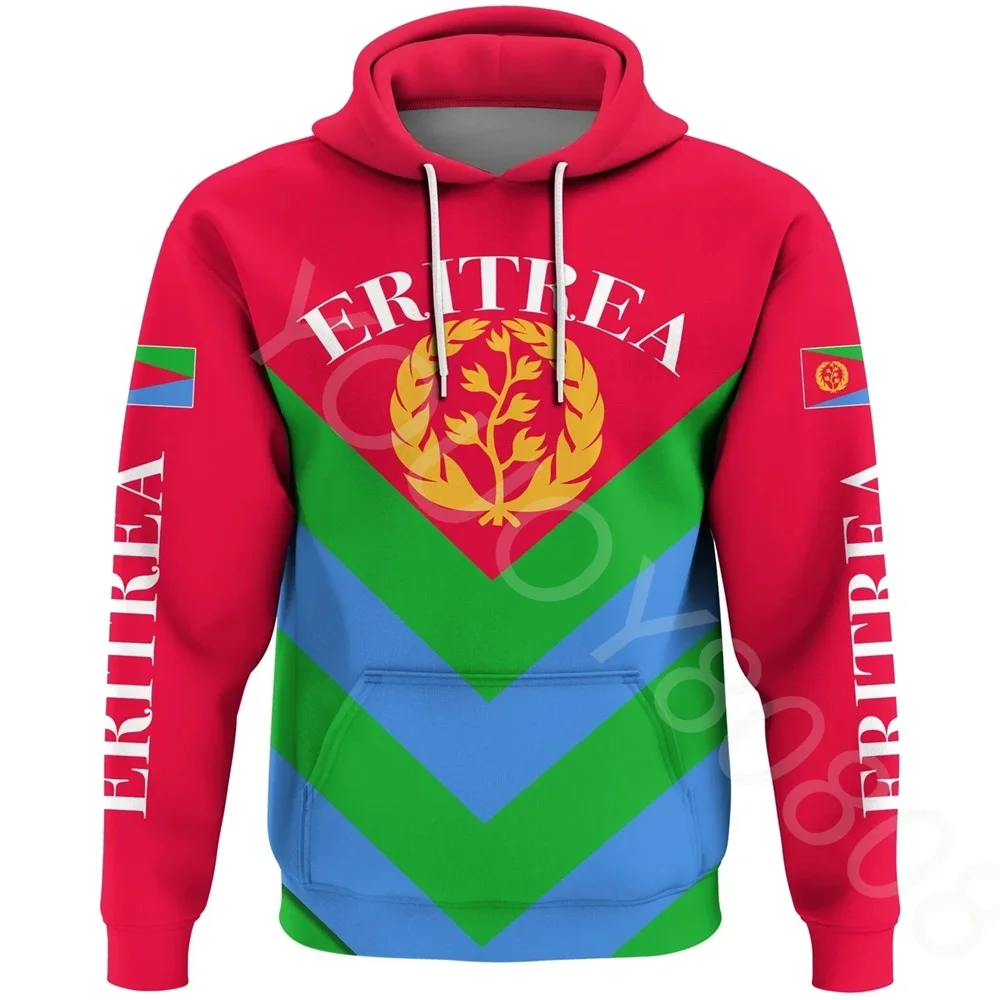 

African Region Men's Sweatshirt Casual Loose Sweater Hoodie Printed Eritrea Flag Special Pullover Street Style