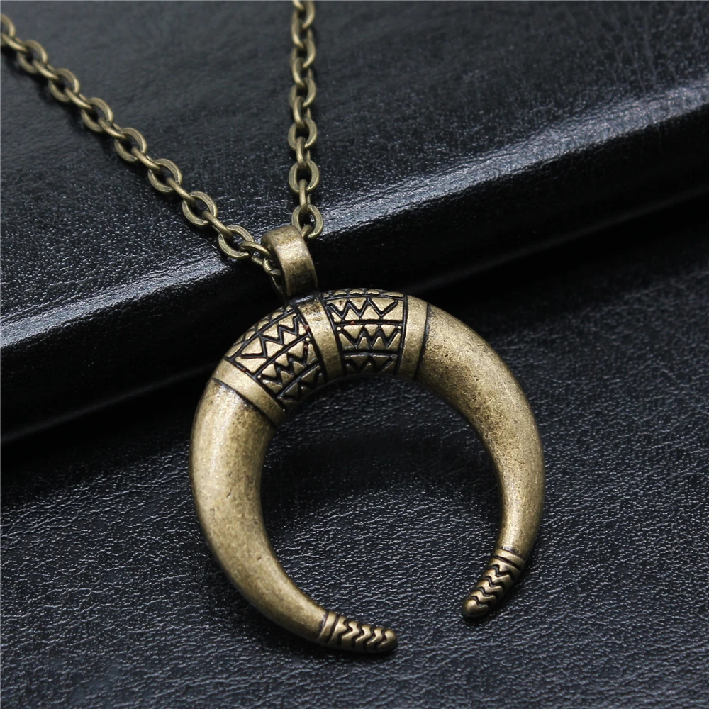 Punk Witch Horn Crescent Pendant Necklace For Women Men Half Moon Necklace Crescent Lune Necklace