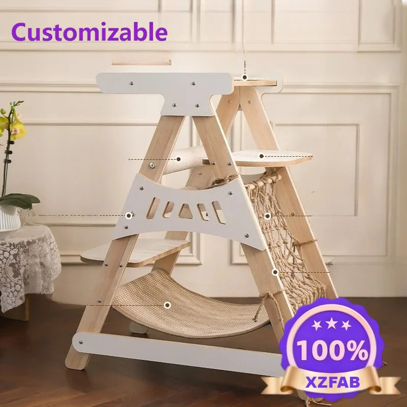 Factory Direct 2026 Solid wood cat climbing frame cat tree integrated scratching column large