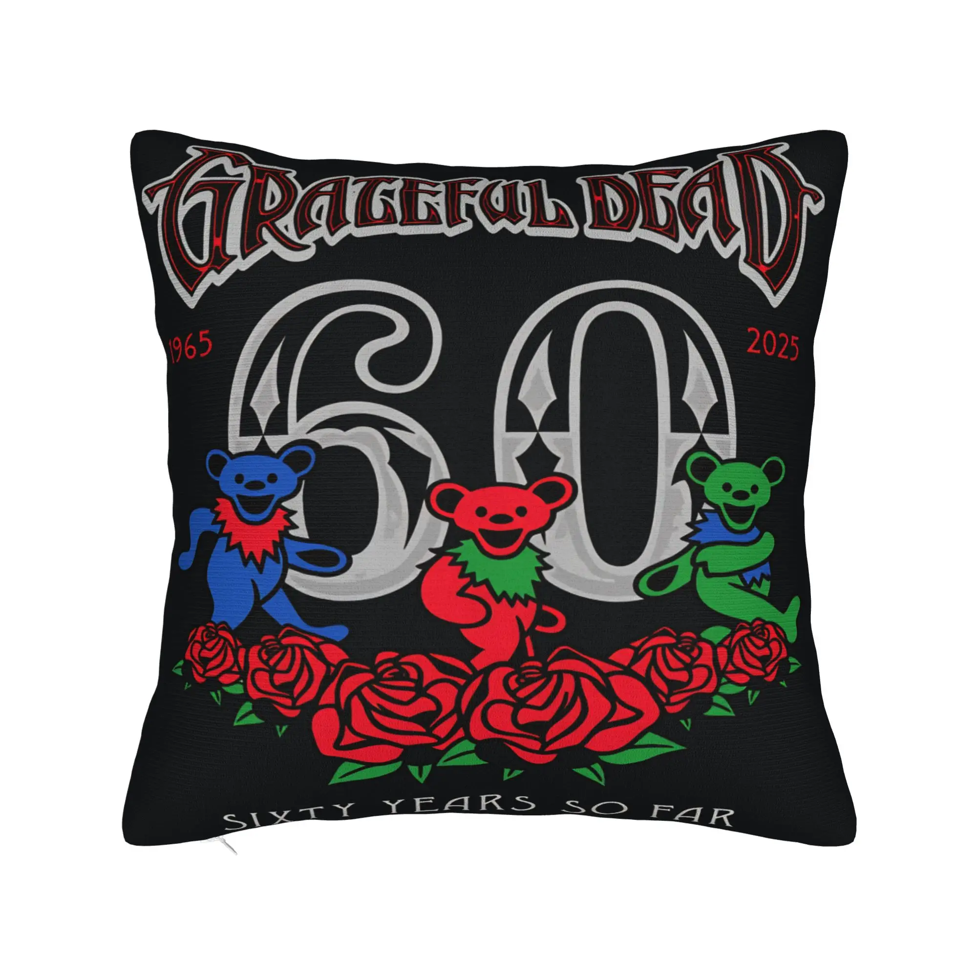 G-Grate-ful Deads Pillow Case Sixty Years So Far Kawaii Pillow Cover Comfy Pillowcases For Sofa Car Home Decor